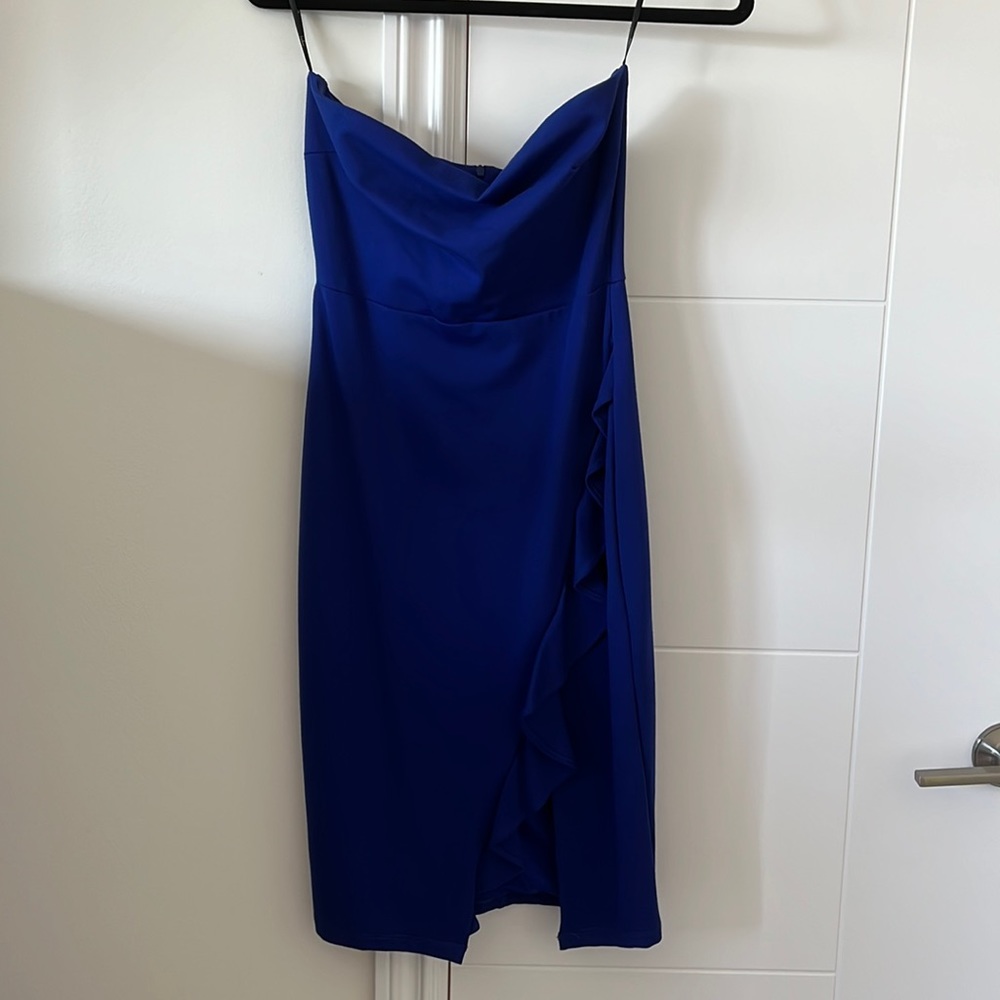 Strapless royal blue dress